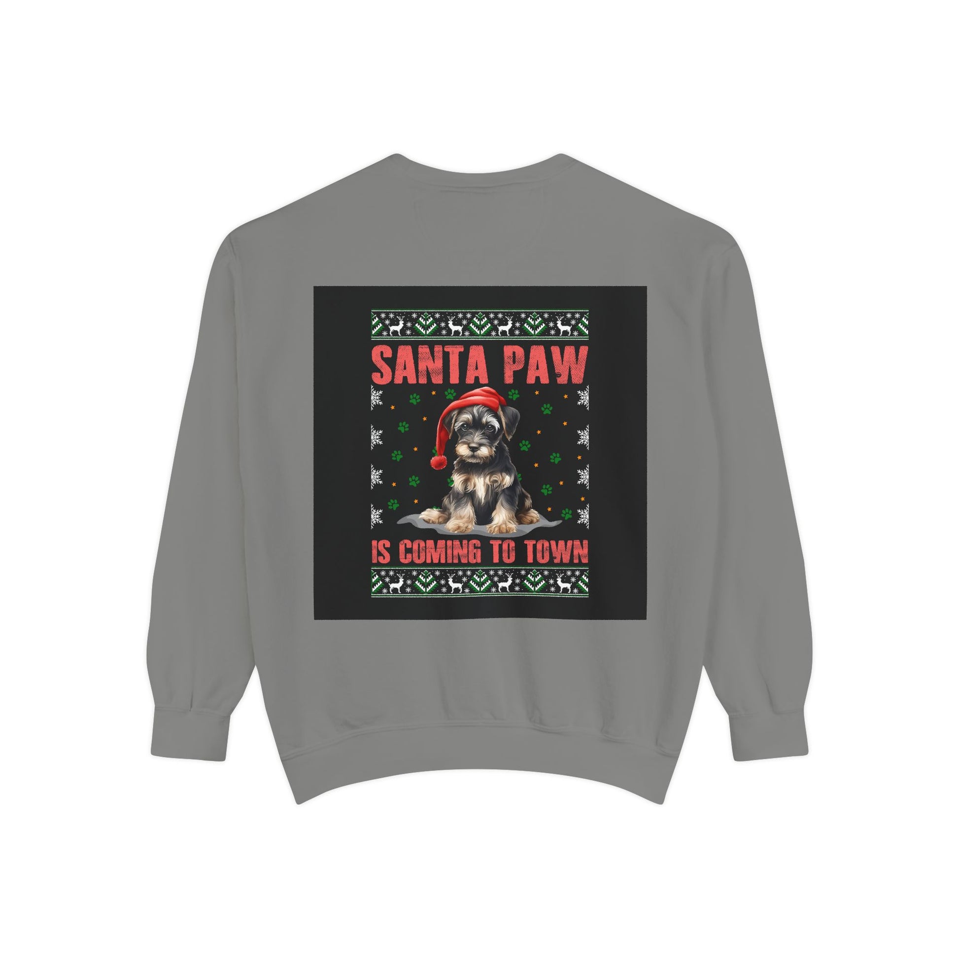 Santa Paw Unisex Garment-Dyed Sweatshirt, Cozy Holiday Gift, Dog Lover Apparel, Christmas Sweatshirt, Comfortable Layering - Toddcraft