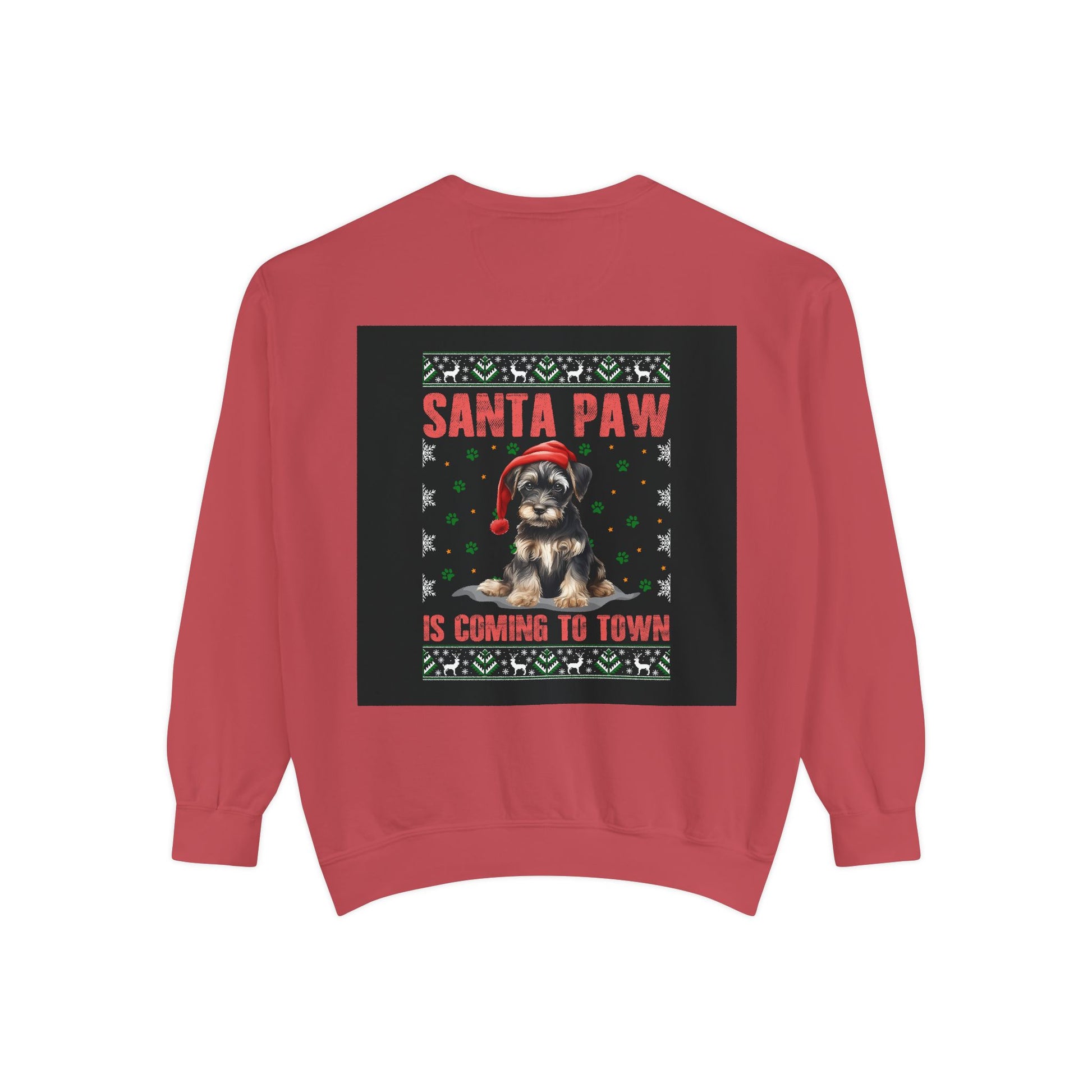 Santa Paw Unisex Garment-Dyed Sweatshirt, Cozy Holiday Gift, Dog Lover Apparel, Christmas Sweatshirt, Comfortable Layering - Toddcraft