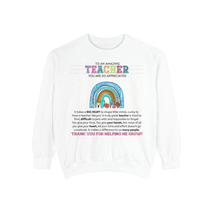 Thank You Teacher Sweatshirt | Appreciation Gift for Educators | Unisex Garment-Dyed Pullover | Rainbow Design | Perfect for Teacher [...] - Toddcraft