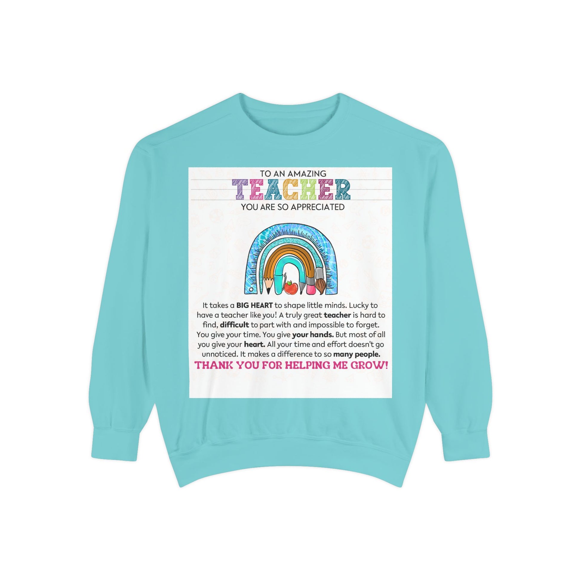Thank You Teacher Sweatshirt | Appreciation Gift for Educators | Unisex Garment-Dyed Pullover | Rainbow Design | Perfect for Teacher [...] - Toddcraft