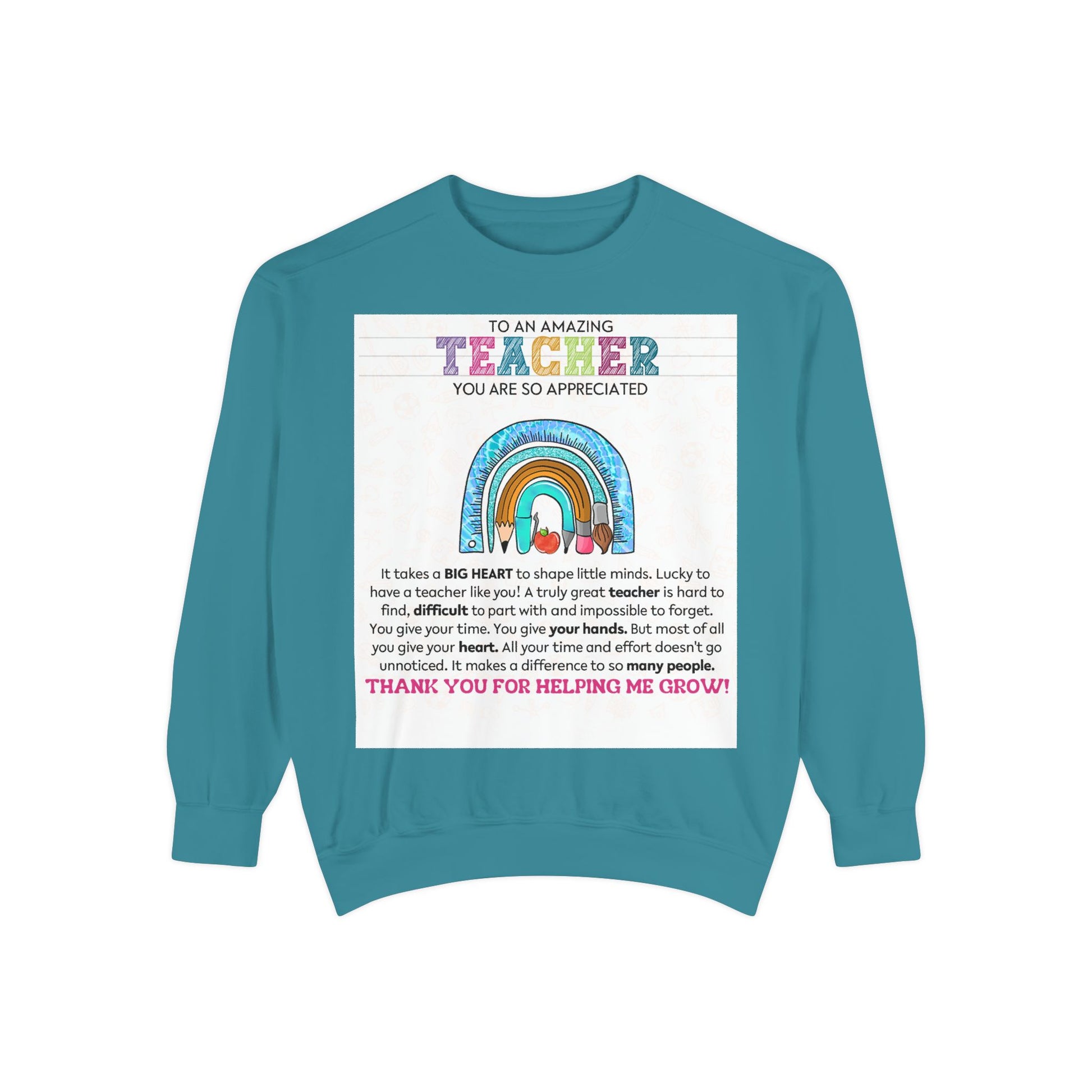 Thank You Teacher Sweatshirt | Appreciation Gift for Educators | Unisex Garment-Dyed Pullover | Rainbow Design | Perfect for Teacher [...] - Toddcraft