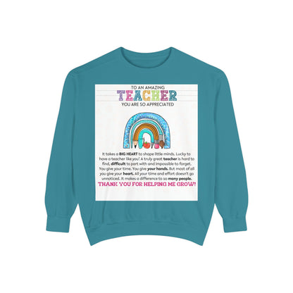 Thank You Teacher Sweatshirt | Appreciation Gift for Educators | Unisex Garment-Dyed Pullover | Rainbow Design | Perfect for Teacher [...] - Toddcraft