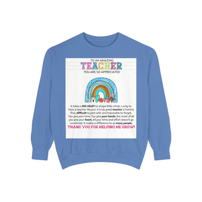 Thank You Teacher Sweatshirt | Appreciation Gift for Educators | Unisex Garment-Dyed Pullover | Rainbow Design | Perfect for Teacher [...] - Toddcraft