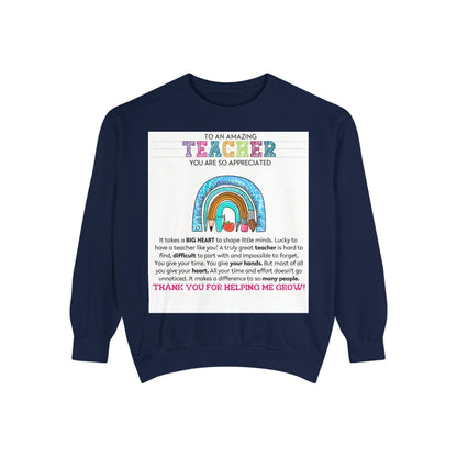 Thank You Teacher Sweatshirt | Appreciation Gift for Educators | Unisex Garment-Dyed Pullover | Rainbow Design | Perfect for Teacher [...] - Toddcraft