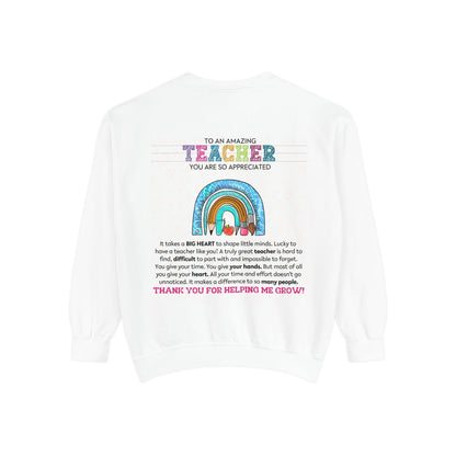 Thank You Teacher Sweatshirt | Appreciation Gift for Educators | Unisex Garment-Dyed Pullover | Rainbow Design | Perfect for Teacher [...] - Toddcraft