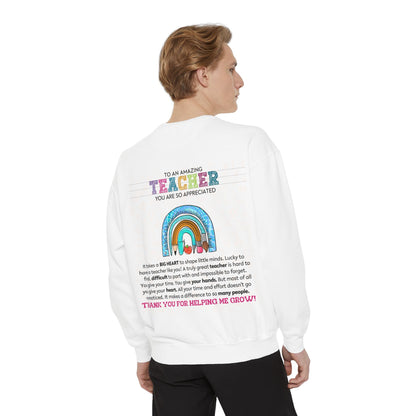 Thank You Teacher Sweatshirt | Appreciation Gift for Educators | Unisex Garment-Dyed Pullover | Rainbow Design | Perfect for Teacher [...] - Toddcraft