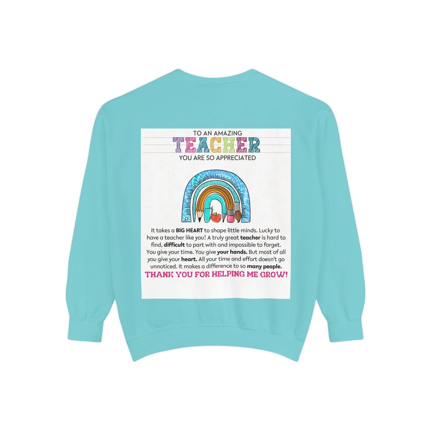 Thank You Teacher Sweatshirt | Appreciation Gift for Educators | Unisex Garment-Dyed Pullover | Rainbow Design | Perfect for Teacher [...] - Toddcraft