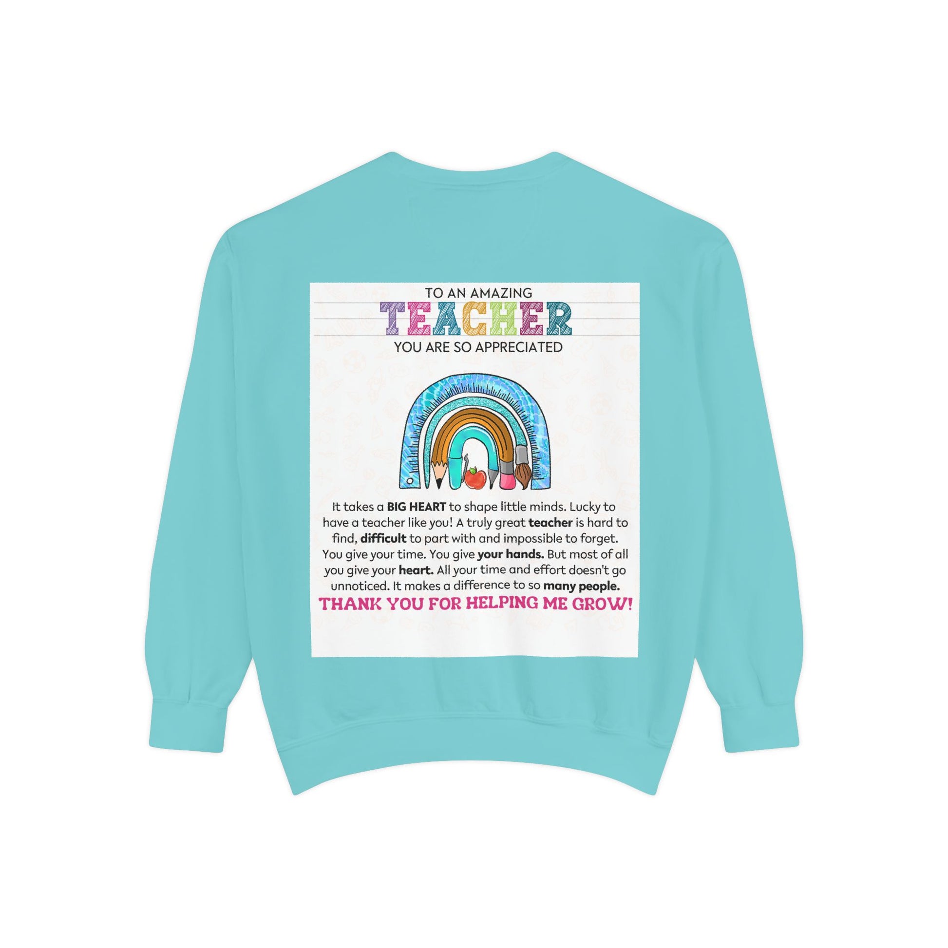 Thank You Teacher Sweatshirt | Appreciation Gift for Educators | Unisex Garment-Dyed Pullover | Rainbow Design | Perfect for Teacher [...] - Toddcraft
