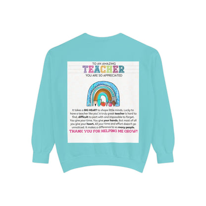 Thank You Teacher Sweatshirt | Appreciation Gift for Educators | Unisex Garment-Dyed Pullover | Rainbow Design | Perfect for Teacher [...] - Toddcraft