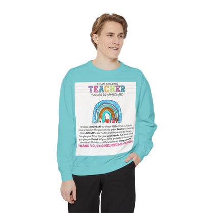 Thank You Teacher Sweatshirt | Appreciation Gift for Educators | Unisex Garment-Dyed Pullover | Rainbow Design | Perfect for Teacher [...] - Toddcraft