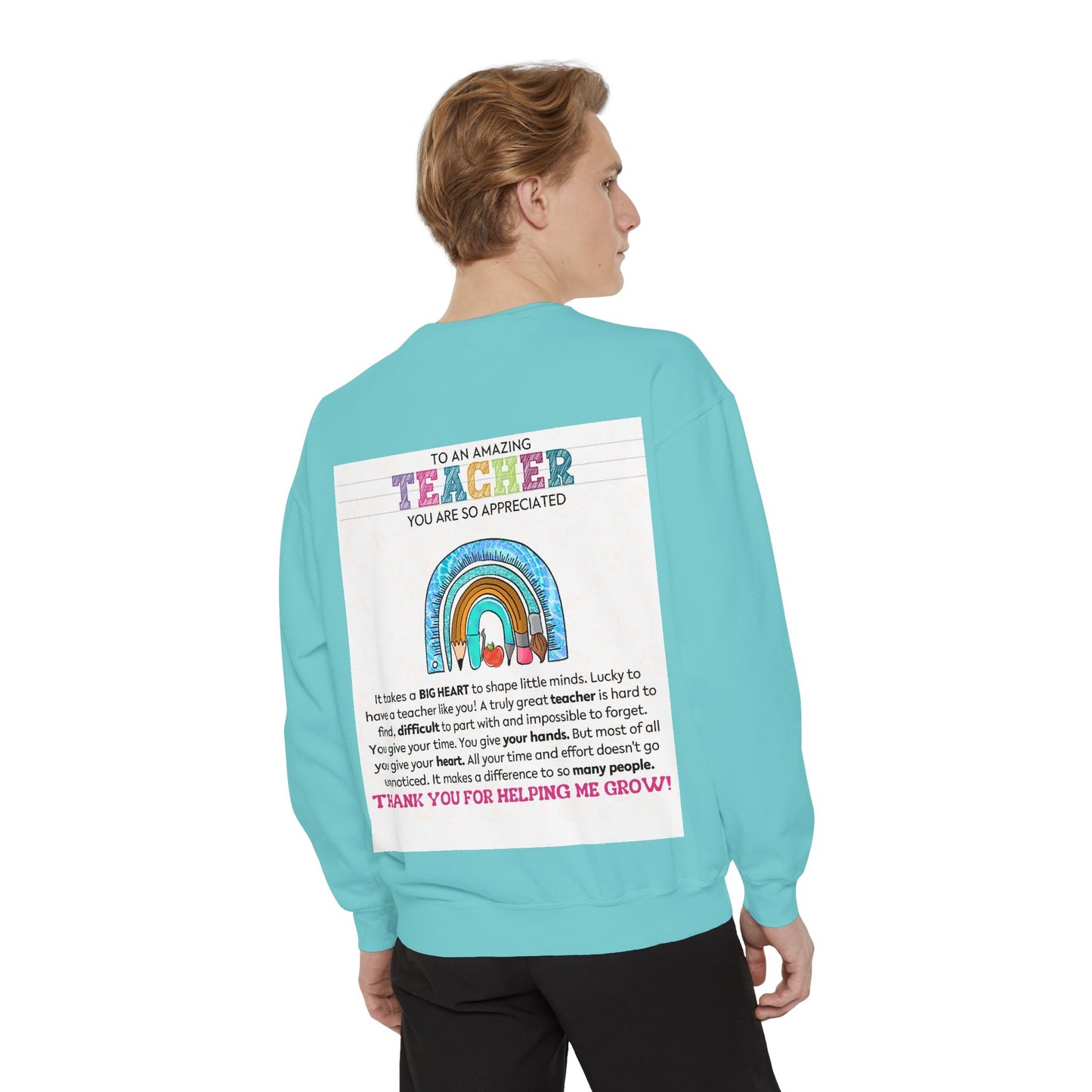Thank You Teacher Sweatshirt | Appreciation Gift for Educators | Unisex Garment-Dyed Pullover | Rainbow Design | Perfect for Teacher [...] - Toddcraft