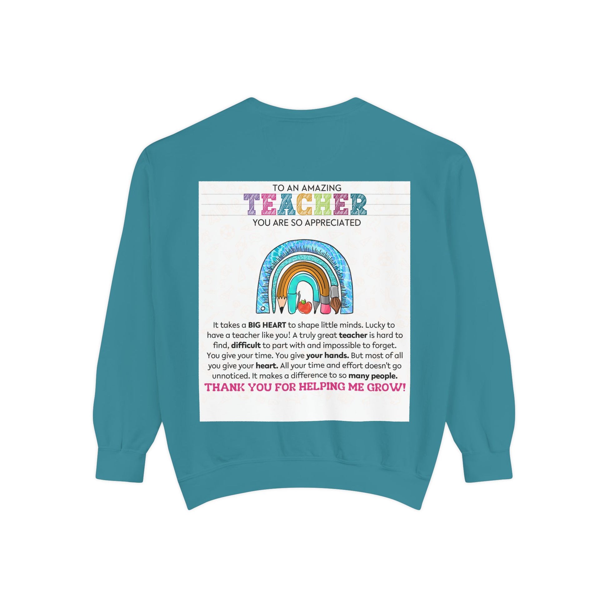 Thank You Teacher Sweatshirt | Appreciation Gift for Educators | Unisex Garment-Dyed Pullover | Rainbow Design | Perfect for Teacher [...] - Toddcraft