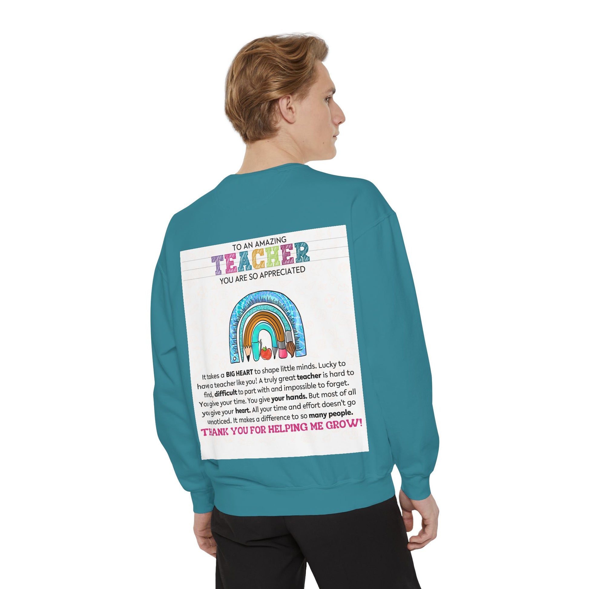 Thank You Teacher Sweatshirt | Appreciation Gift for Educators | Unisex Garment-Dyed Pullover | Rainbow Design | Perfect for Teacher [...] - Toddcraft