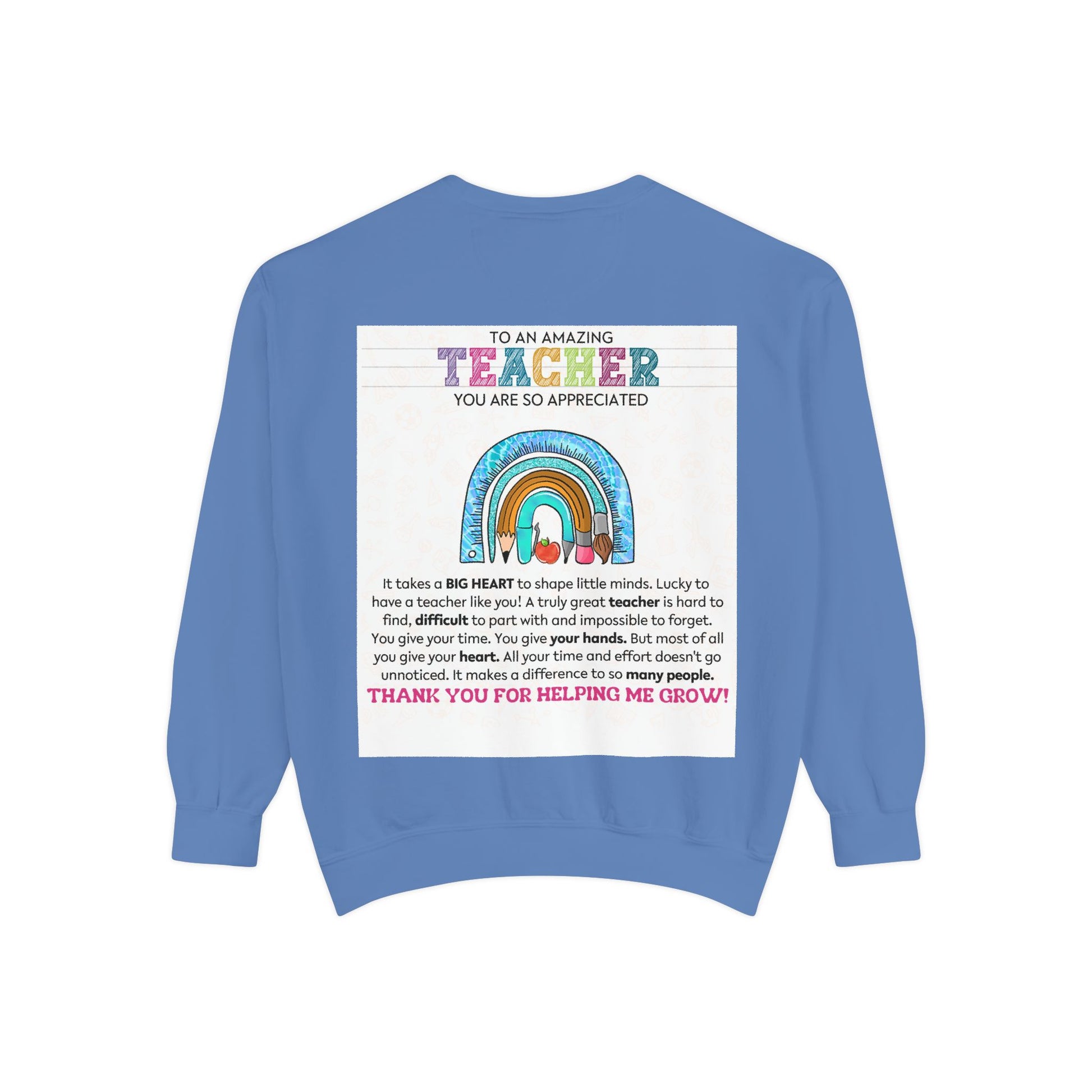 Thank You Teacher Sweatshirt | Appreciation Gift for Educators | Unisex Garment-Dyed Pullover | Rainbow Design | Perfect for Teacher [...] - Toddcraft