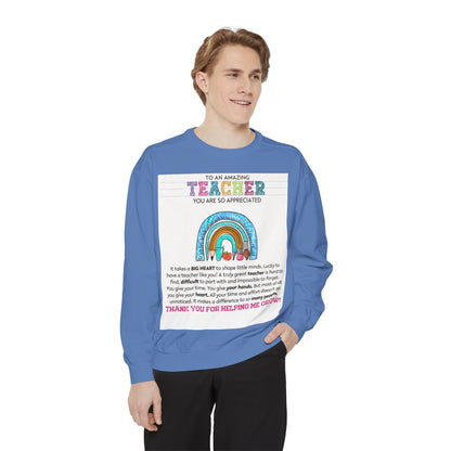 Thank You Teacher Sweatshirt | Appreciation Gift for Educators | Unisex Garment-Dyed Pullover | Rainbow Design | Perfect for Teacher [...] - Toddcraft