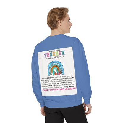 Thank You Teacher Sweatshirt | Appreciation Gift for Educators | Unisex Garment-Dyed Pullover | Rainbow Design | Perfect for Teacher [...] - Toddcraft