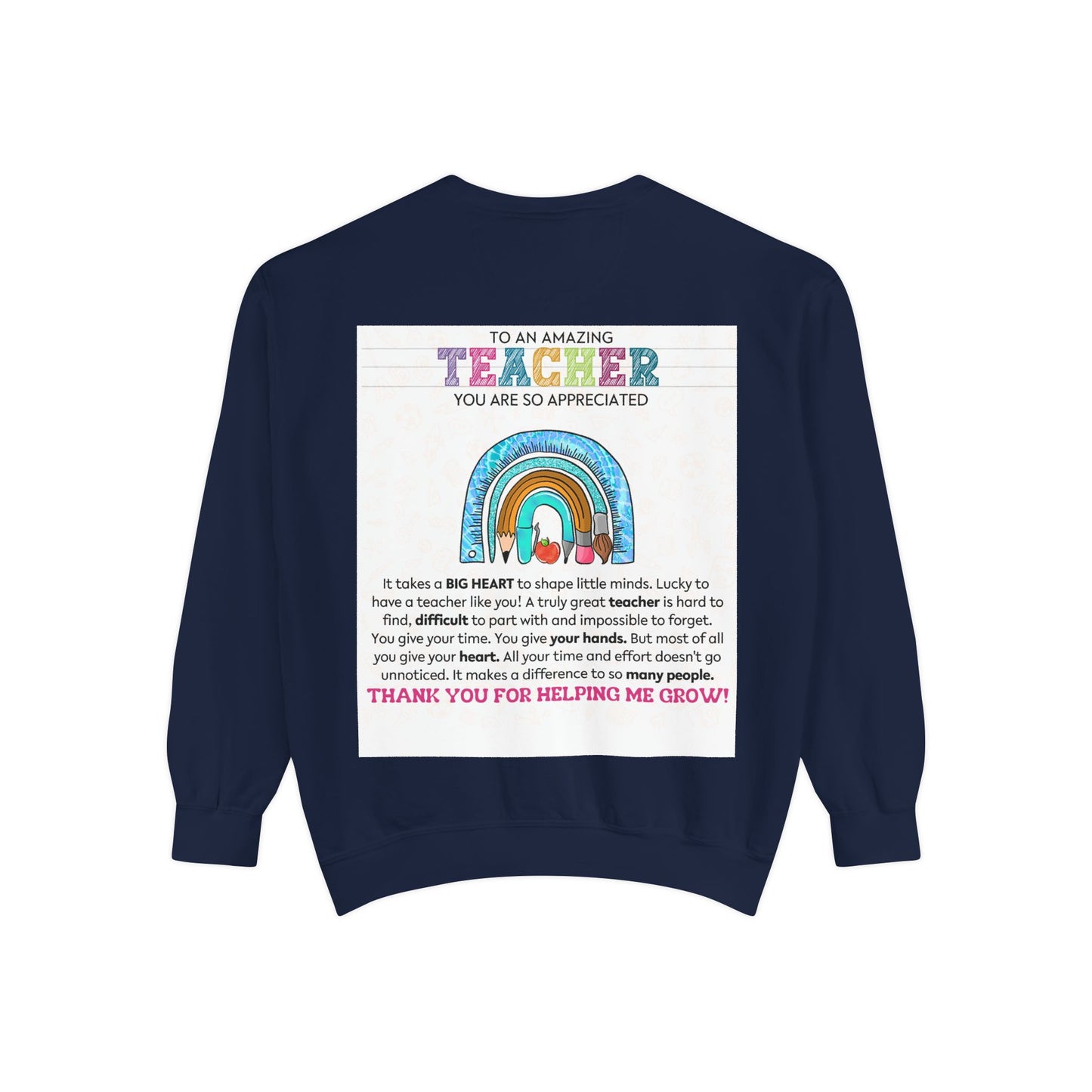 Thank You Teacher Sweatshirt | Appreciation Gift for Educators | Unisex Garment-Dyed Pullover | Rainbow Design | Perfect for Teacher [...] - Toddcraft