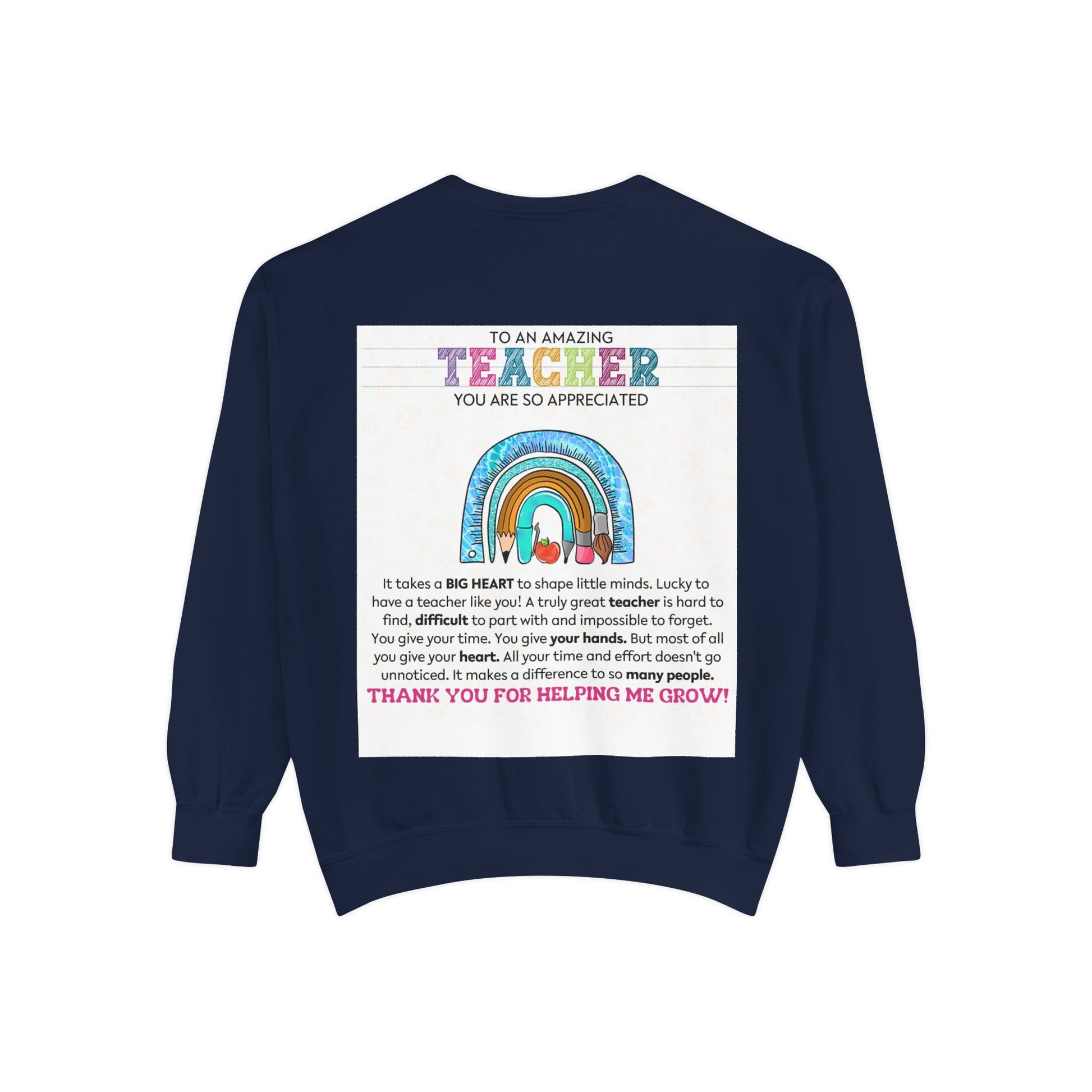 Thank You Teacher Sweatshirt | Appreciation Gift for Educators | Unisex Garment-Dyed Pullover | Rainbow Design | Perfect for Teacher [...] - Toddcraft