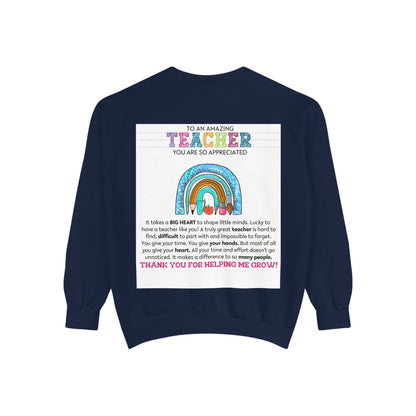 Thank You Teacher Sweatshirt | Appreciation Gift for Educators | Unisex Garment-Dyed Pullover | Rainbow Design | Perfect for Teacher [...] - Toddcraft