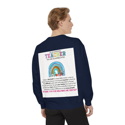 Thank You Teacher Sweatshirt | Appreciation Gift for Educators | Unisex Garment-Dyed Pullover | Rainbow Design | Perfect for Teacher [...] - Toddcraft