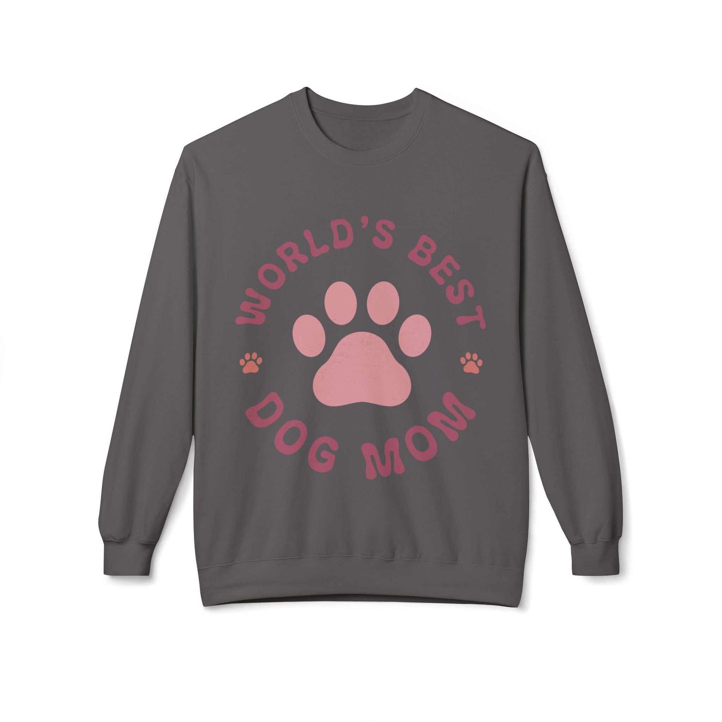 Unisex midweight softstyle fleece crewneck sweatshirt with paw print design.