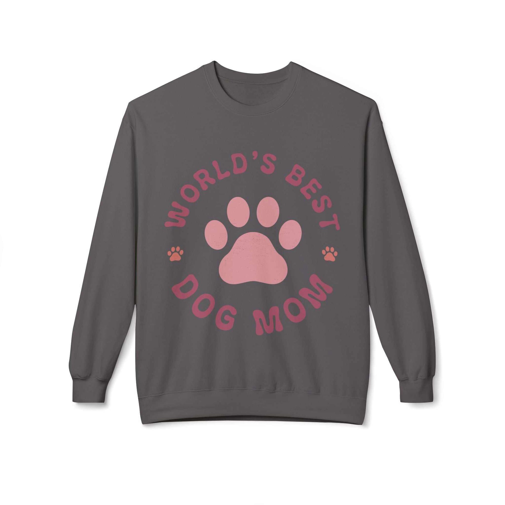 Unisex midweight softstyle fleece crewneck sweatshirt with paw print design.