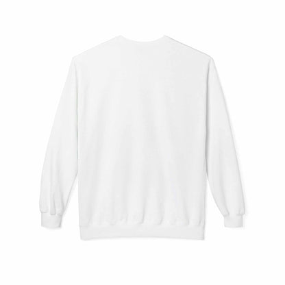 Unisex midweight softstyle fleece crewneck sweatshirt in white back view.