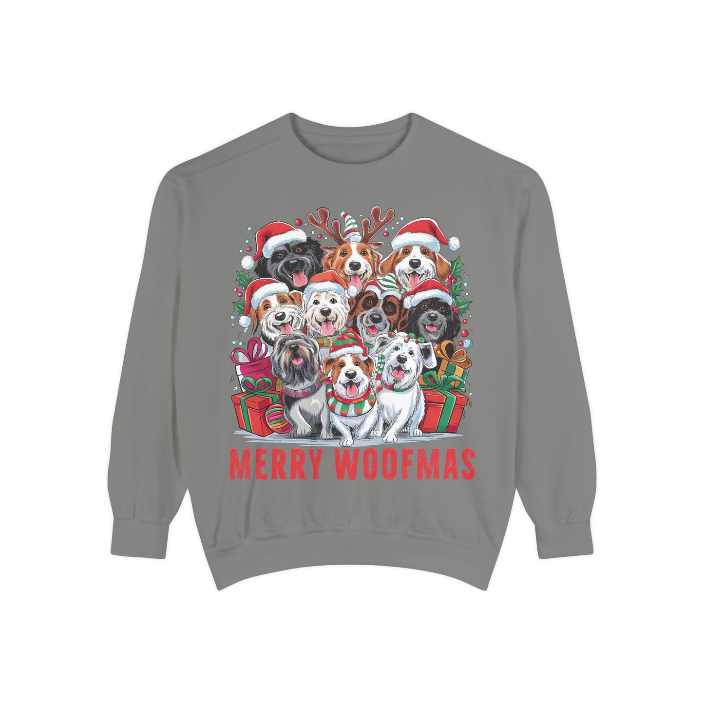Festive Dog Sweatshirt, Merry Woofmas Sweatshirt, Unisex Holiday Clothing, Dog Lover Gift, Christmas Sweater, Cozy Winter Apparel - Toddcraft