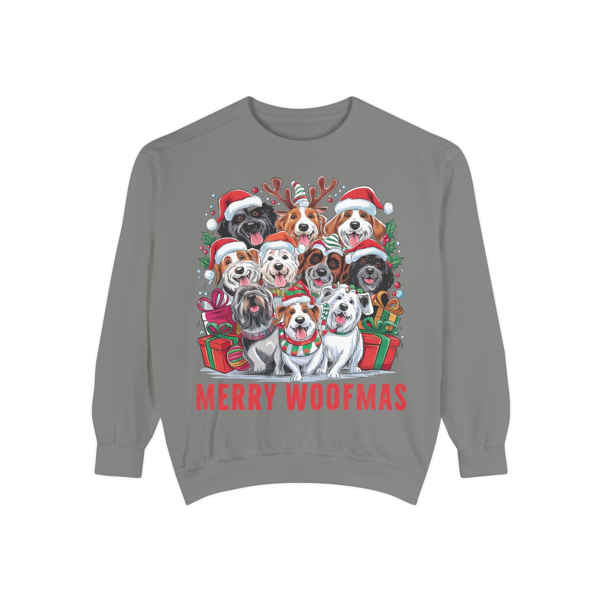 Festive Dog Sweatshirt, Merry Woofmas Sweatshirt, Unisex Holiday Clothing, Dog Lover Gift, Christmas Sweater, Cozy Winter Apparel - Toddcraft