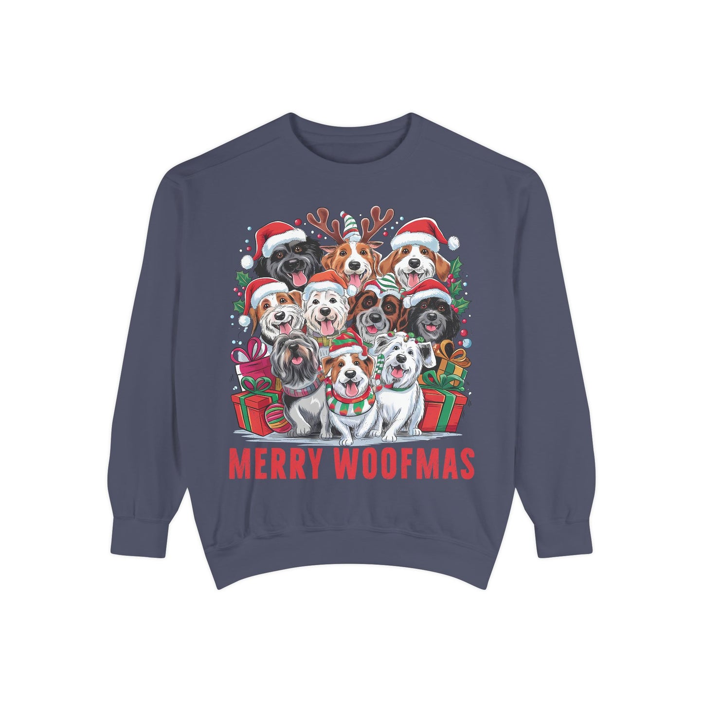 Festive Dog Sweatshirt, Merry Woofmas Sweatshirt, Unisex Holiday Clothing, Dog Lover Gift, Christmas Sweater, Cozy Winter Apparel - Toddcraft