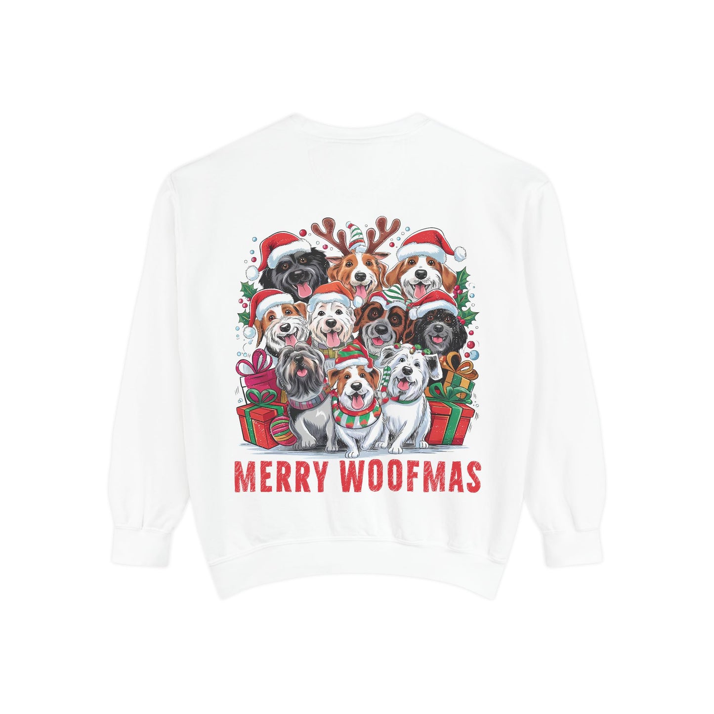 Festive Dog Sweatshirt, Merry Woofmas Sweatshirt, Unisex Holiday Clothing, Dog Lover Gift, Christmas Sweater, Cozy Winter Apparel - Toddcraft