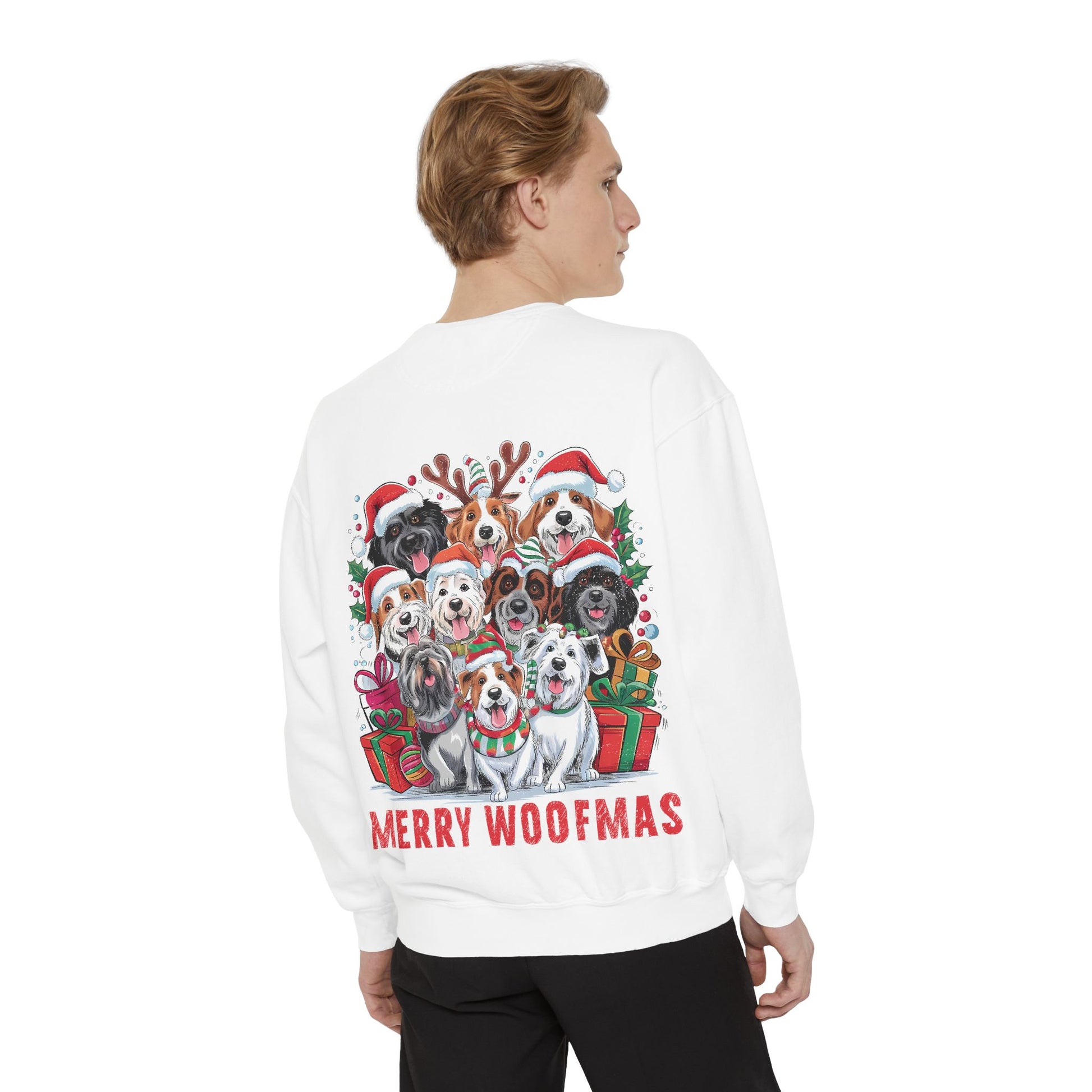 Festive Dog Sweatshirt, Merry Woofmas Sweatshirt, Unisex Holiday Clothing, Dog Lover Gift, Christmas Sweater, Cozy Winter Apparel - Toddcraft