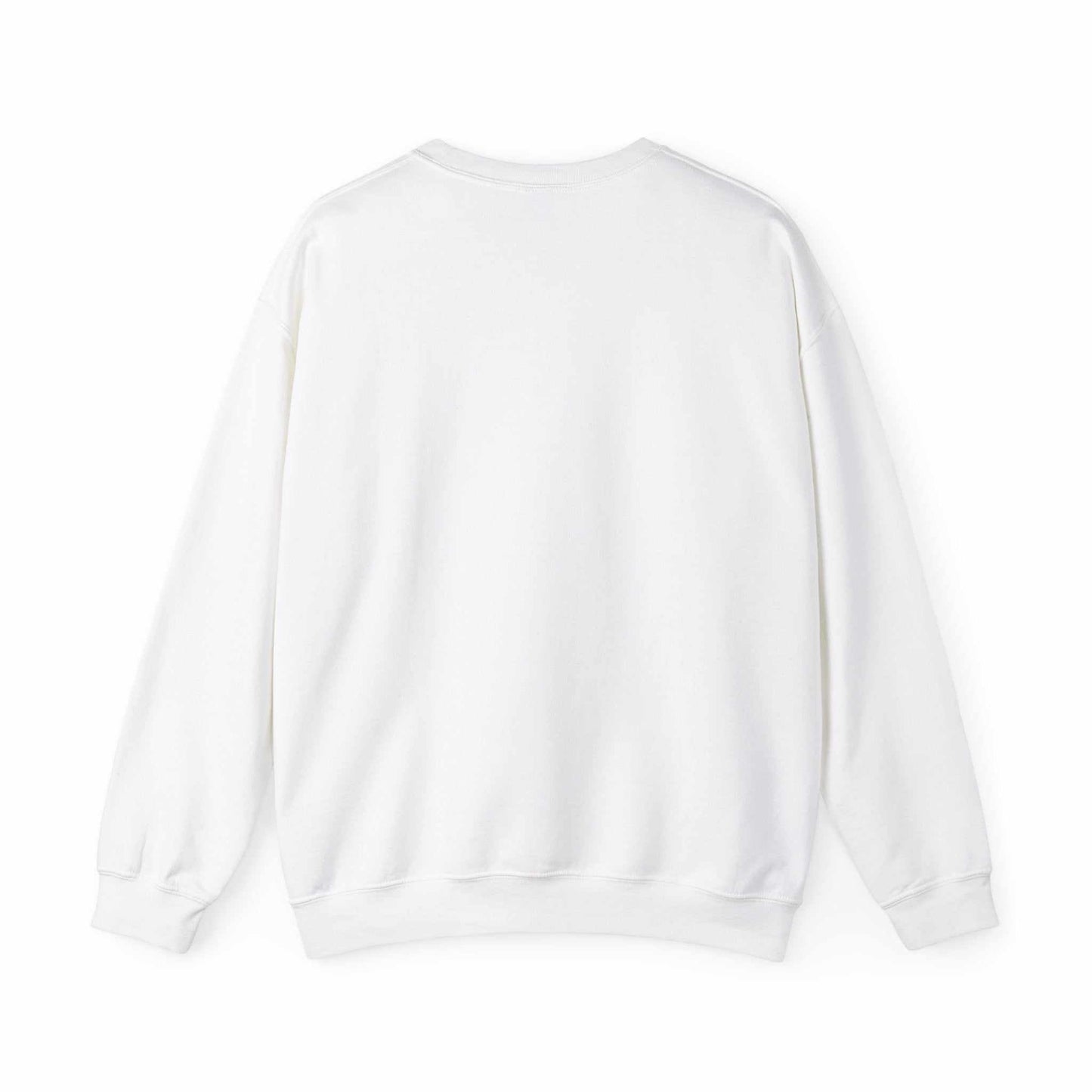 Pug dog sweatshirt in white, heavy blend fabric, ribbed knit collar.