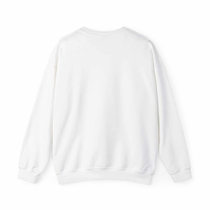Pug dog sweatshirt in white, heavy blend fabric, ribbed knit collar.