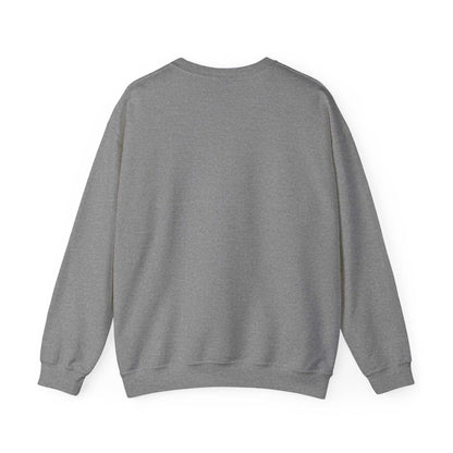 Gray Pug dog sweatshirt, back view, cozy cotton-polyester blend.