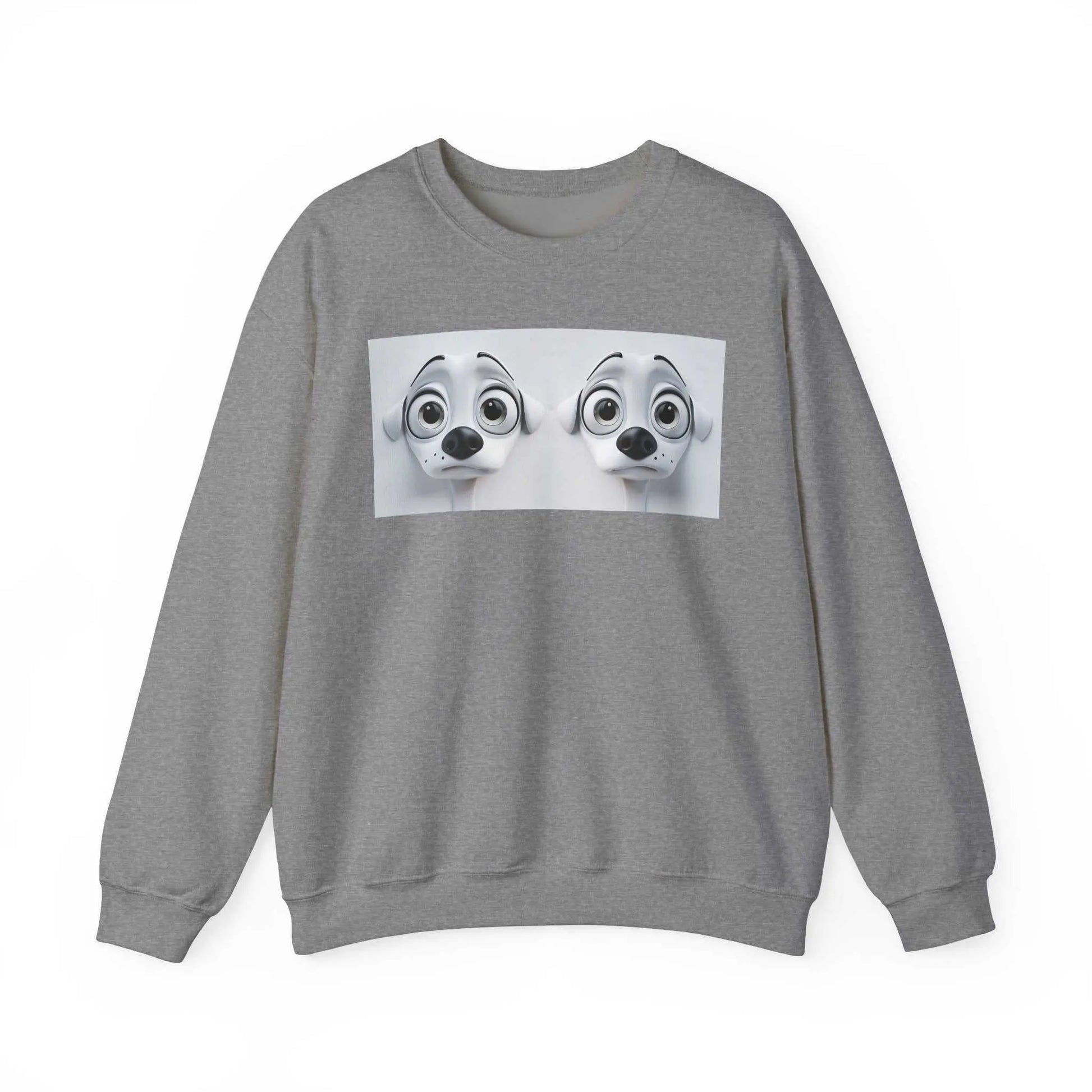 Sarcastic Dog Face 3D Sweatshirt with cozy blend of cotton and polyester, featuring a ribbed crewneck and durable stitching.
