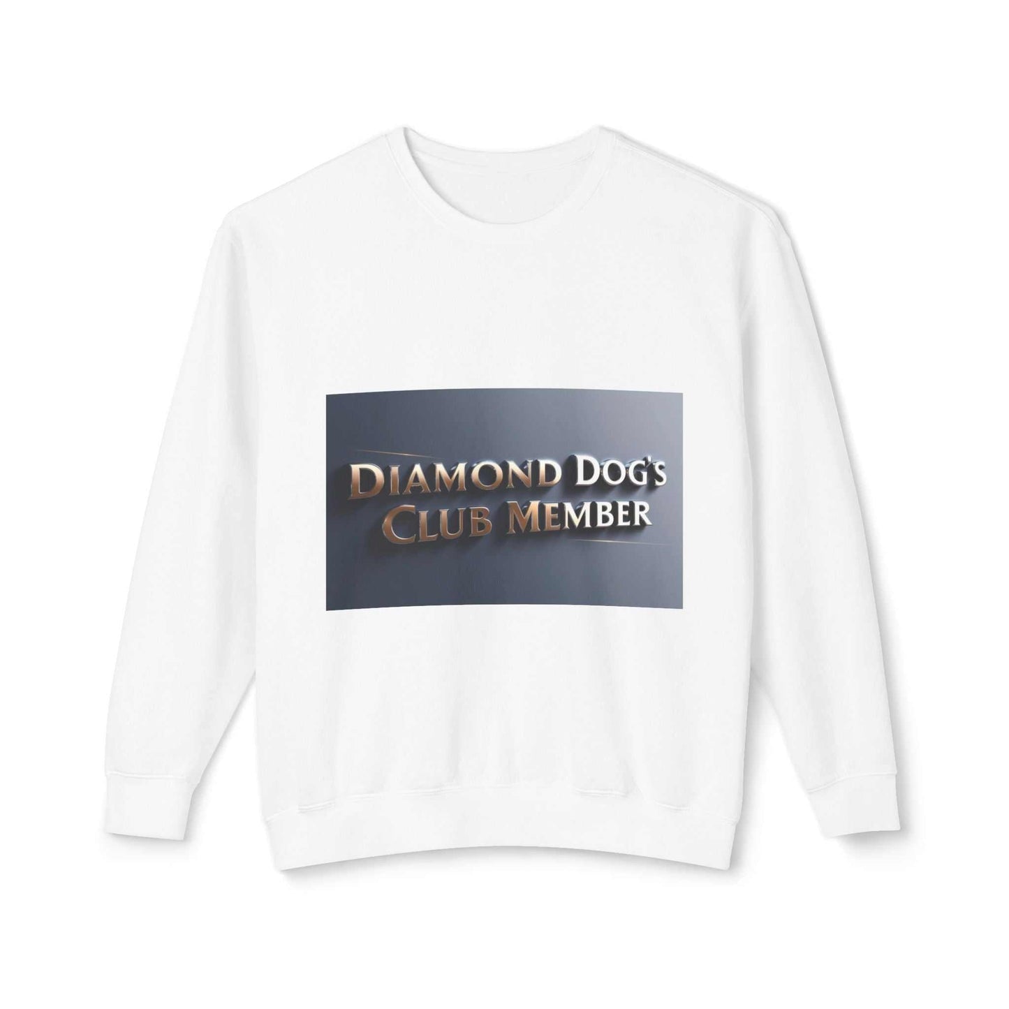 Unisex lightweight crewneck sweatshirt with "Diamond Dog's Club Member" graphic, ideal for dog lovers.