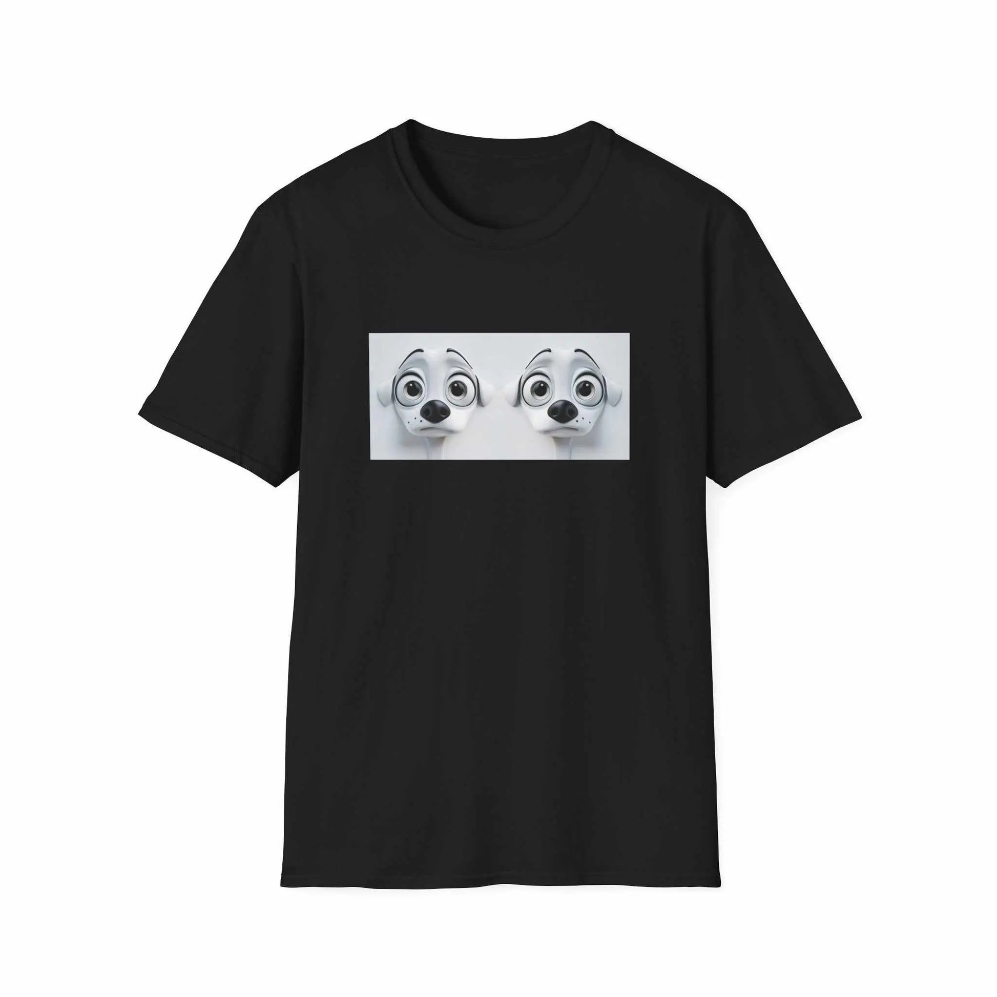 Sarcastic Dog Face 3D Tee in black with humorous dog print.
