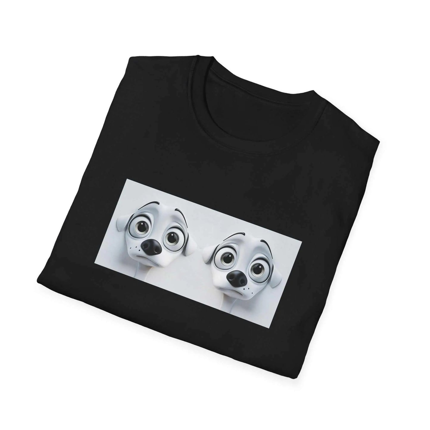 Sarcastic Dog Face 3D Tee with high-definition print on black cotton shirt.
