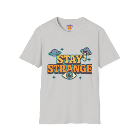 Unisex Softstyle T-Shirt, Stay Strange Graphic Tee, Casual Alien T-Shirt, UFO Lover Gift, Quirky Vintage Vibe Top - Toddcraft