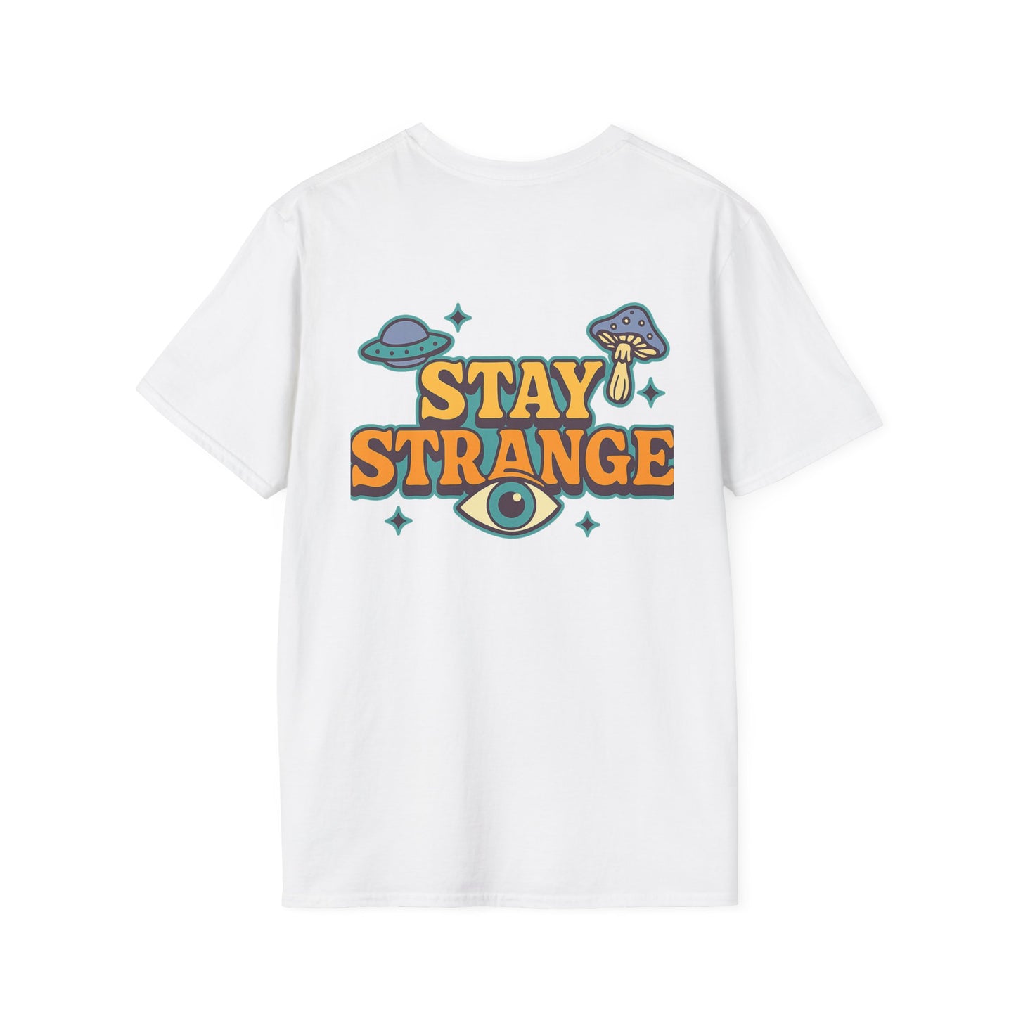 Unisex Softstyle T-Shirt, Stay Strange Graphic Tee, Casual Alien T-Shirt, UFO Lover Gift, Quirky Vintage Vibe Top - Toddcraft