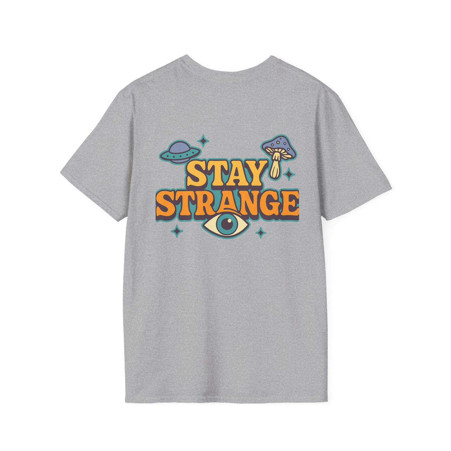 Unisex Softstyle T-Shirt, Stay Strange Graphic Tee, Casual Alien T-Shirt, UFO Lover Gift, Quirky Vintage Vibe Top - Toddcraft