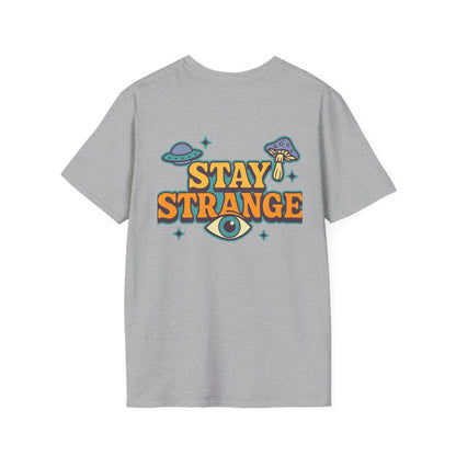 Unisex Softstyle T-Shirt, Stay Strange Graphic Tee, Casual Alien T-Shirt, UFO Lover Gift, Quirky Vintage Vibe Top - Toddcraft