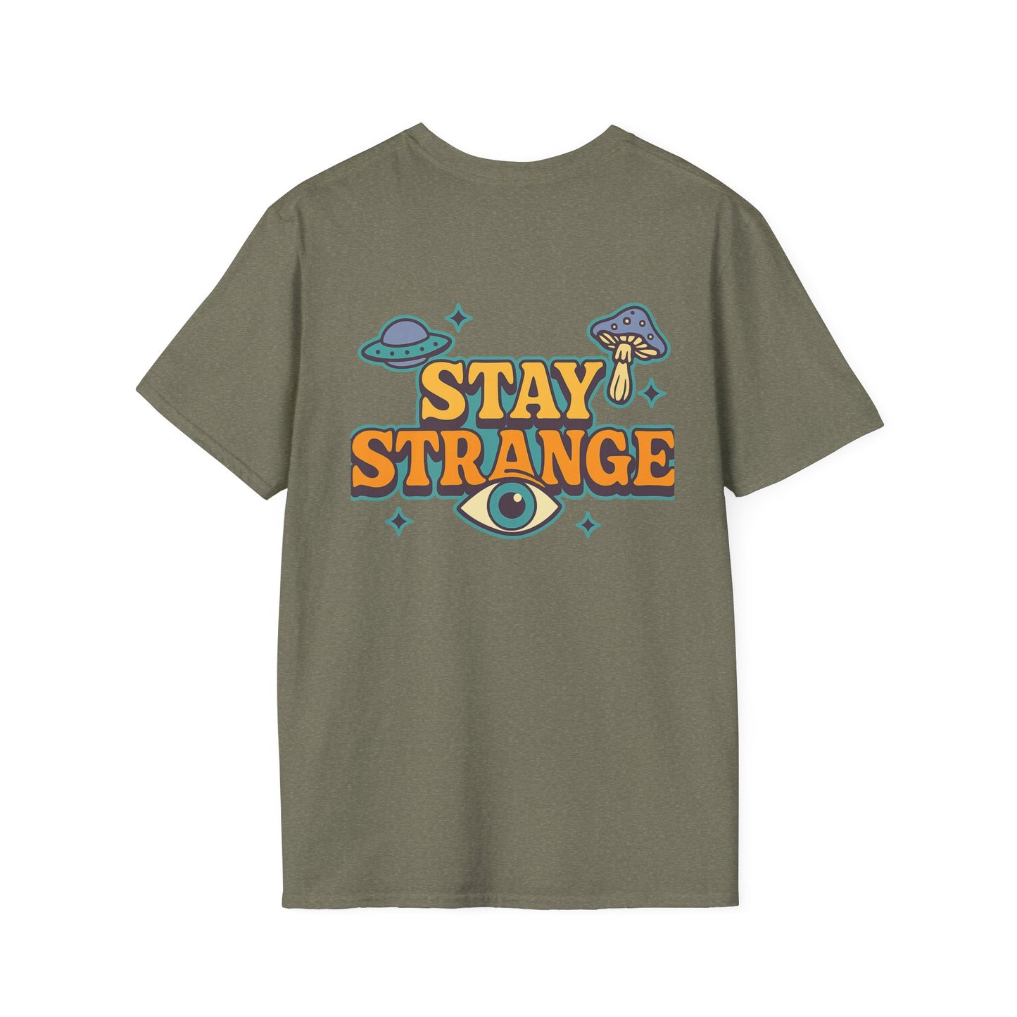 Unisex Softstyle T-Shirt, Stay Strange Graphic Tee, Casual Alien T-Shirt, UFO Lover Gift, Quirky Vintage Vibe Top - Toddcraft