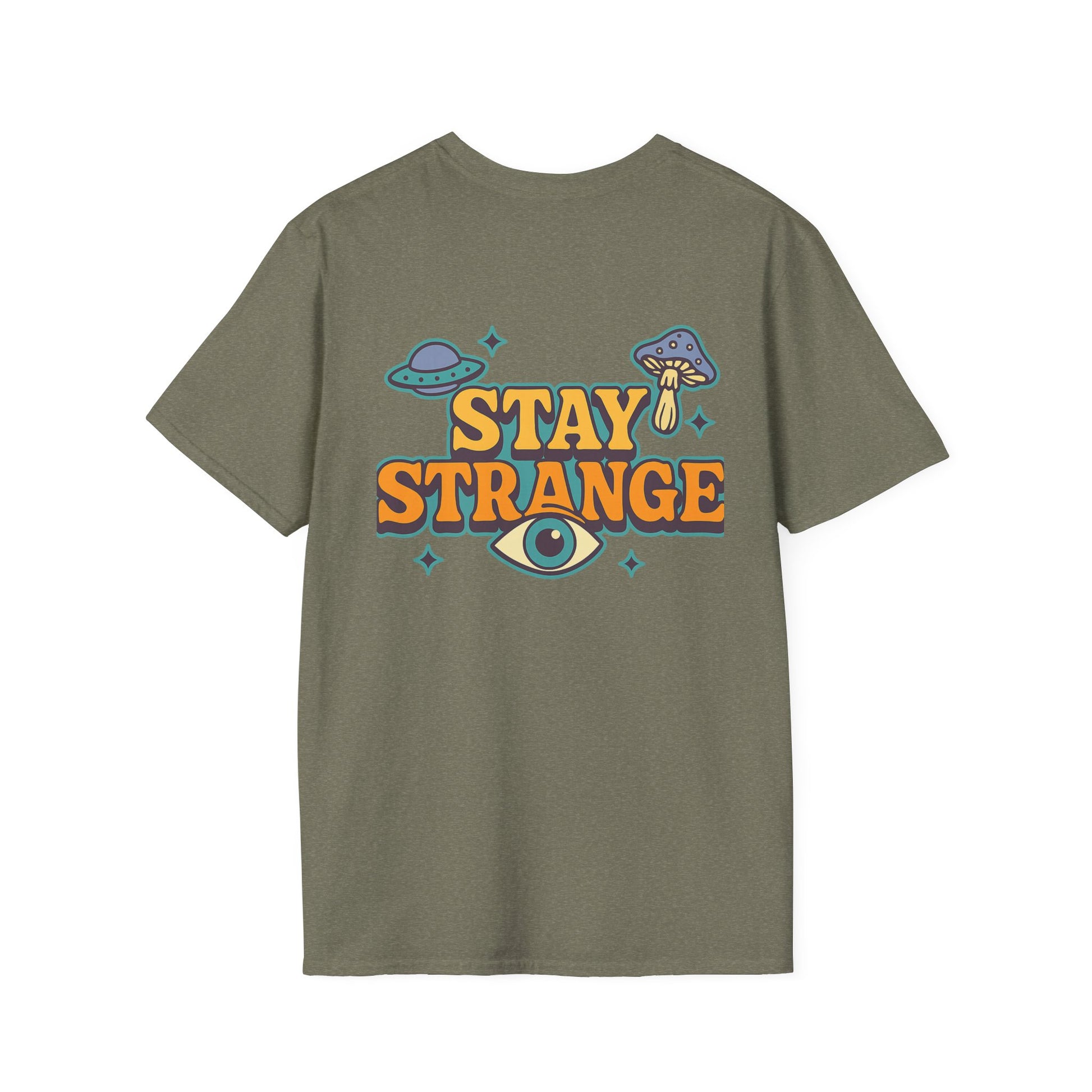 Unisex Softstyle T-Shirt, Stay Strange Graphic Tee, Casual Alien T-Shirt, UFO Lover Gift, Quirky Vintage Vibe Top - Toddcraft