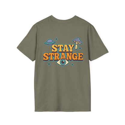 Unisex Softstyle T-Shirt, Stay Strange Graphic Tee, Casual Alien T-Shirt, UFO Lover Gift, Quirky Vintage Vibe Top - Toddcraft