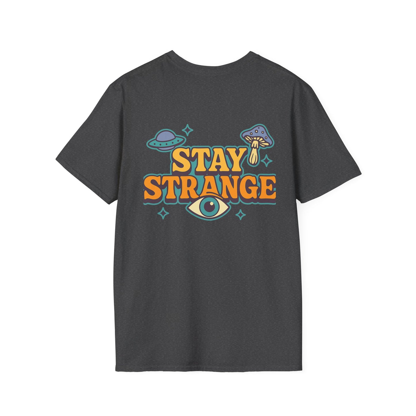 Unisex Softstyle T-Shirt, Stay Strange Graphic Tee, Casual Alien T-Shirt, UFO Lover Gift, Quirky Vintage Vibe Top - Toddcraft
