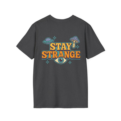 Unisex Softstyle T-Shirt, Stay Strange Graphic Tee, Casual Alien T-Shirt, UFO Lover Gift, Quirky Vintage Vibe Top - Toddcraft