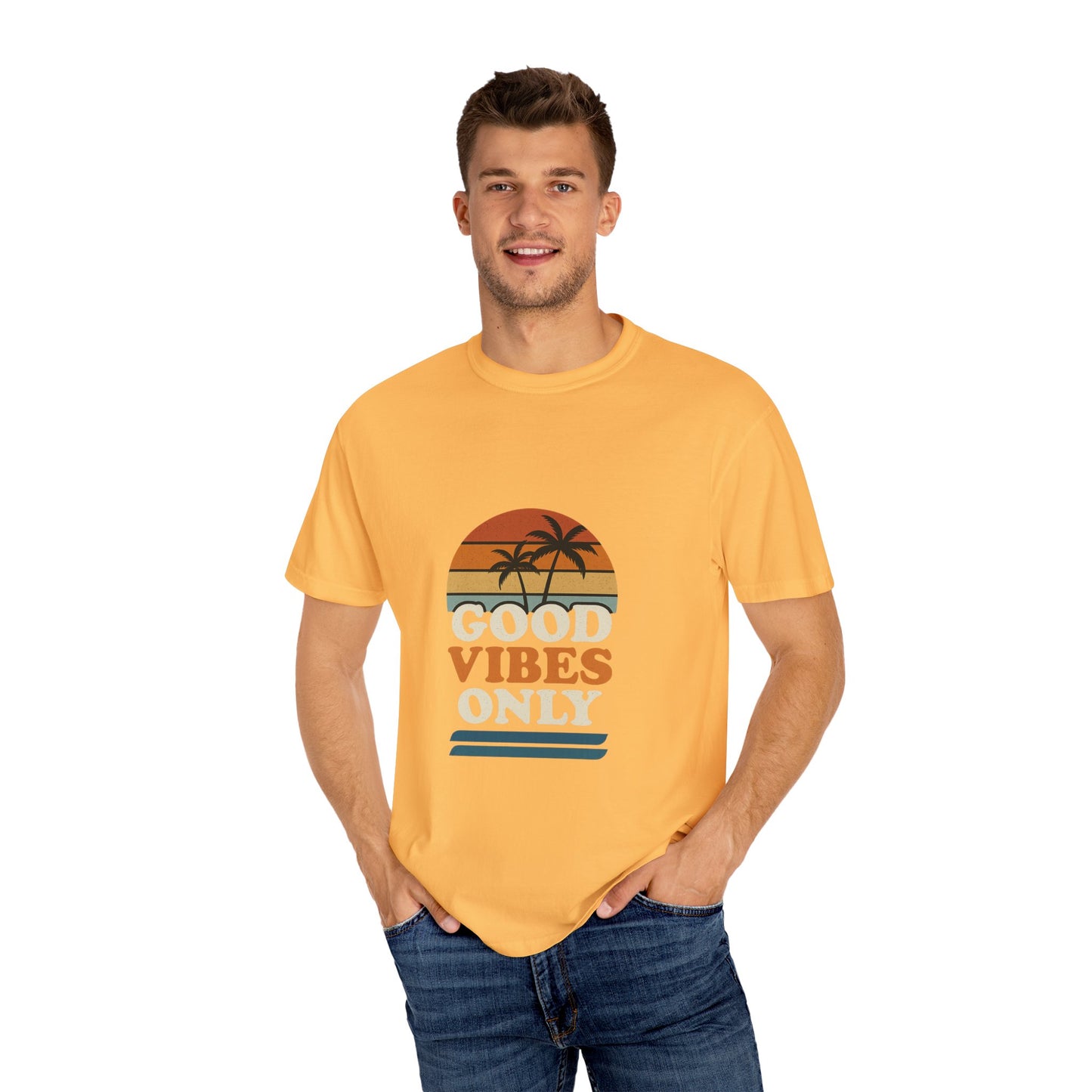 Good Vibes Only Garment-Dyed T-Shirt for Summer Fun, Casual Party Wear, Beach Vibes, Travel Essential, Gift for Friends - Toddcraft
