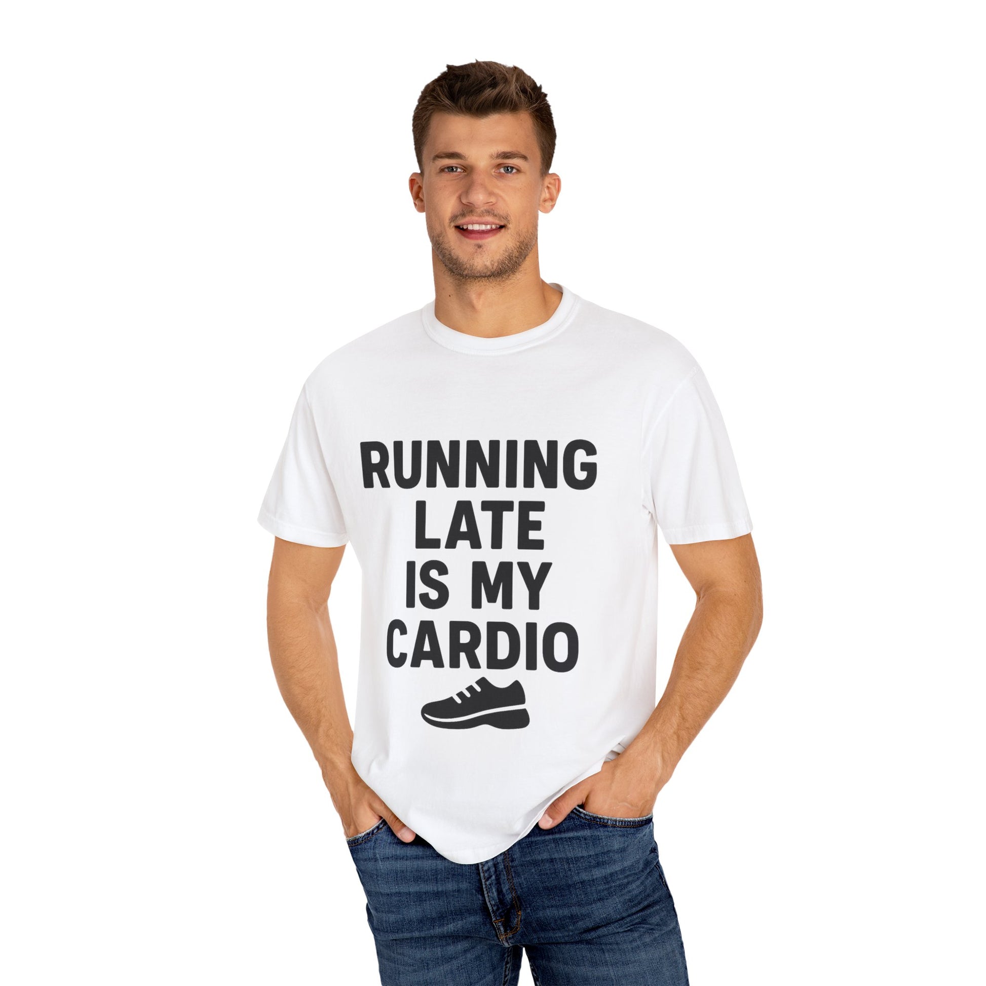 Running Late Is My Cardio Unisex T-shirt, Funny Gym Shirt, Gift for Runners, Workout Tee, Casual Wear, Fitness Humor Tee - Toddcraft